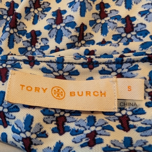 TORY BURCH Porter Dress | Size Small | Blue Geometric Print - Picture 2 of 14
